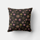 Gouden en Roze Sneeuwvlokken Geboortestatus Kussen (Achterkant)