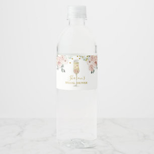 Gouden en Roze Stof Roos Soiree Bruidsfeest Waterfles Etiket