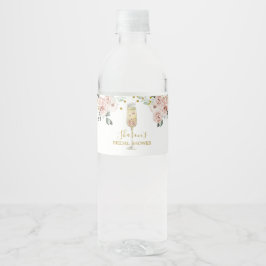 Gouden en Roze Stof Roos Soiree Bruidsmeisjesfeest Waterfles Etiket