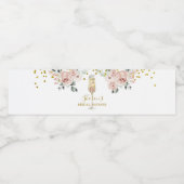 Gouden en Roze Stof Roze Soiree Bruiloftsfeest Waterfles Etiket (Enkel label)