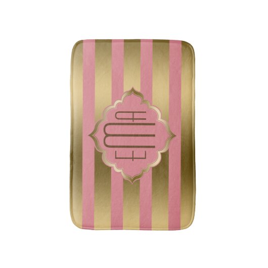 Gouden en roze strepen badmat (Voorkant Verticaal)