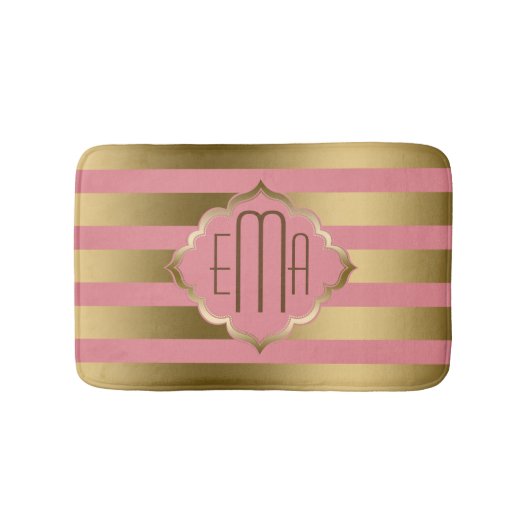 Gouden en roze strepen badmat (Voorkant)