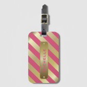 Gouden en roze strepen | DIY Achtergrondkleur Bagagelabel (Voorkant (verticaal))