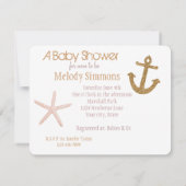 Gouden en Roze Strepen Nautisch Baby shower Kaart (Achterkant)