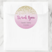 Gouden en Roze Verjaardag Sticker (Tas)