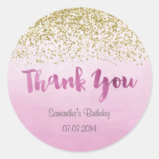 Gouden en Roze Verjaardag Sticker