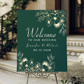 Gouden en smaragdgroene bruiloft welkom poster