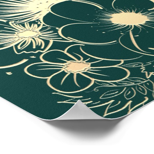 Gouden en smaragdgroene bruiloft welkom poster (Hoek)