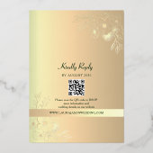 Gouden en Smaragdgroene Trouw QR Code Folie Uitnodiging (Achterkant)