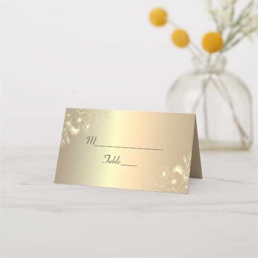 Gouden en smaragdgroene trouwplaatskaart plaatskaartje (Voorkant)