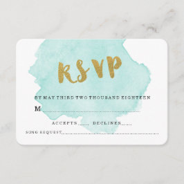 GOUDEN EN TEAL BLUSH TROUW-RSVP RSVP KAARTJE