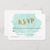 GOUDEN EN TEAL BLUSH TROUW-RSVP RSVP KAARTJE (Voorkant / Achterkant)