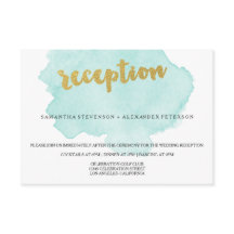 Gouden en Teal Blush Waterverf Trouwreceptie