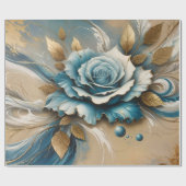 Gouden en Teal Roos Cadeaupapier (Vlak)