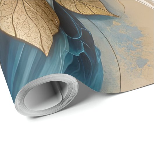 Gouden en Teal Roos Cadeaupapier (Rol Hoek)