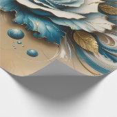 Gouden en Teal Roos Cadeaupapier (Hoek)