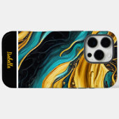 Gouden en turquoise abstracte kunst Case-Mate iPhone case (Achterkant (horizontaal))