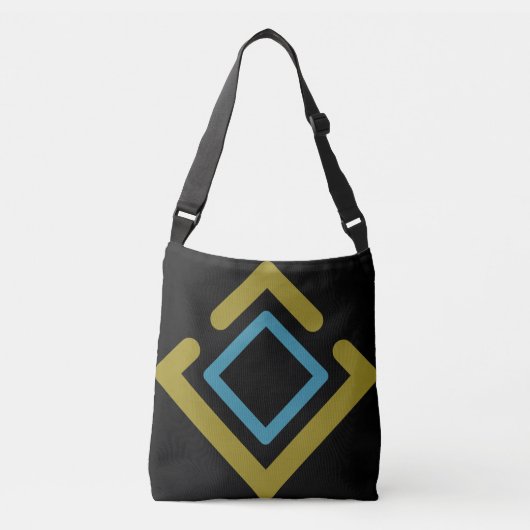 Gouden en turquoise geometrische vormen crossbody tas (Voorkant)
