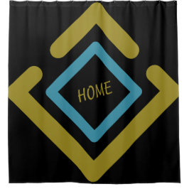 Gouden en turquoise geometrische vormen douchegordijn