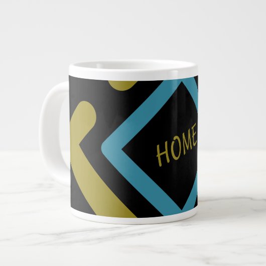 Gouden en turquoise geometrische vormen grote koffiekop (Links)