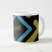 Gouden en turquoise geometrische vormen grote koffiekop (Voorkant rechts)