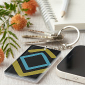 Gouden en turquoise geometrische vormen sleutelhanger (Voorkant Rechts)