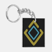 Gouden en turquoise geometrische vormen sleutelhanger (Voorkant Links)