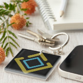 Gouden en turquoise geometrische vormen sleutelhanger (Voorkant Rechts)