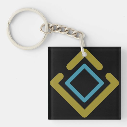 Gouden en turquoise geometrische vormen sleutelhanger (Voorkant)