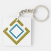 Gouden en turquoise geometrische vormen sleutelhanger (Achterkant)