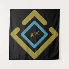 Gouden en turquoise geometrische vormen wandkleed