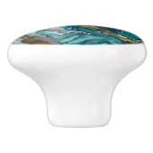 Gouden en turquoise marmeren lade handvat, deurkno keramische knop (Zijkant)