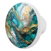 Gouden en turquoise marmeren lade handvat, deurkno keramische knop (Rechts)