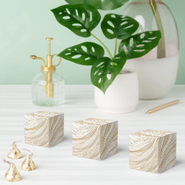 Gouden en Witte Abstract Ontwerp Favor Doos Bedankdoosjes