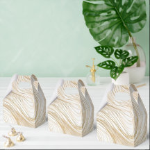 Gouden en Witte Abstracte Ontwerp Favor Doos