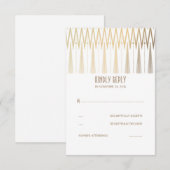 Gouden en witte Art Deco bruiloft RSVP Kaarten (Voorkant / Achterkant)