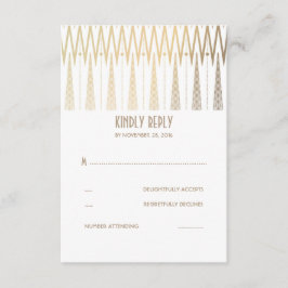 Gouden en witte Art Deco bruiloft RSVP Kaarten Kaartje