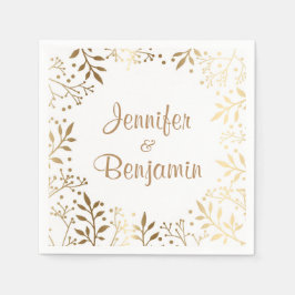 gouden en witte baby's adem bruiloft servet