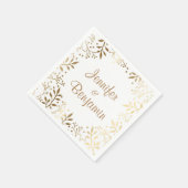 gouden en witte baby's adem bruiloft servet (Hoek)