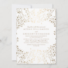 Gouden en Witte Baby's Breath Bloemen Huwelijk Kaart