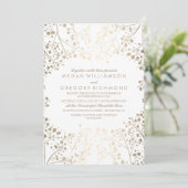 Gouden en Witte Baby's Breath Bloemen Huwelijk Kaart (Staand voorkant)