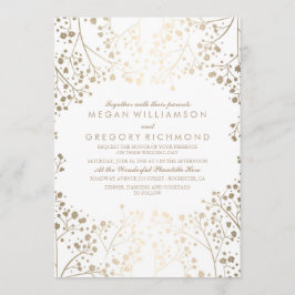 Gouden en Witte Baby's Breath Bloemen Huwelijk Kaart