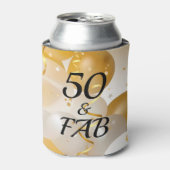 Gouden en Witte Ballonnen 50 & FAB Blikjeskoeler (Blikje Voorkant)