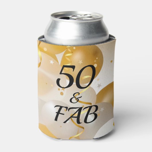 Gouden en Witte Ballonnen 50 & FAB Blikjeskoeler (Blikje Voorkant)
