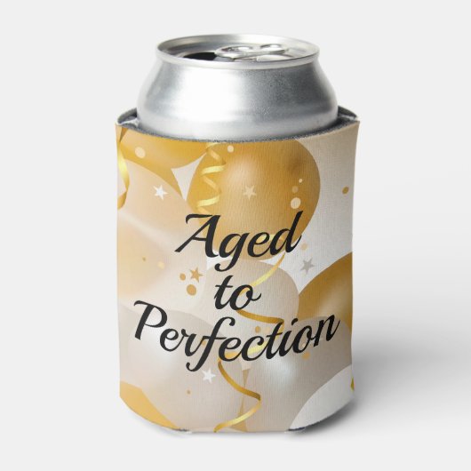 Gouden en witte ballonnen verouderd tot in de perf blikjeskoeler (Blikje Voorkant)