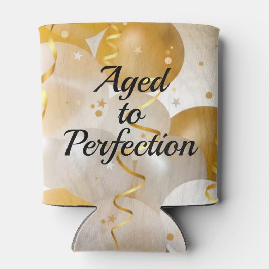 Gouden en witte ballonnen verouderd tot in de perf blikjeskoeler (Achterkant)