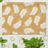 Gouden en witte bladeren theedoek (Gevouwen)