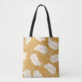 Gouden en witte bladeren tote bag