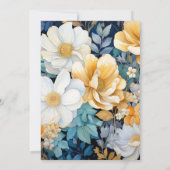 Gouden en Witte Bloem Bruiloft Kaart (Achterkant)