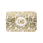 Gouden en witte bloemdamast badmat (Voorkant)